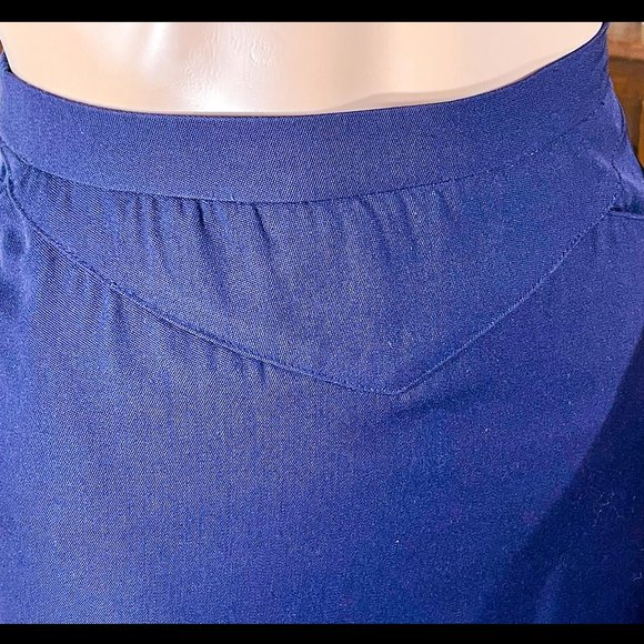 ▪️VTG▪️KARL LAGERFELD▪️Navy Blue Button Trim Seamed Wool Mini Skirt - Picture 4 of 8